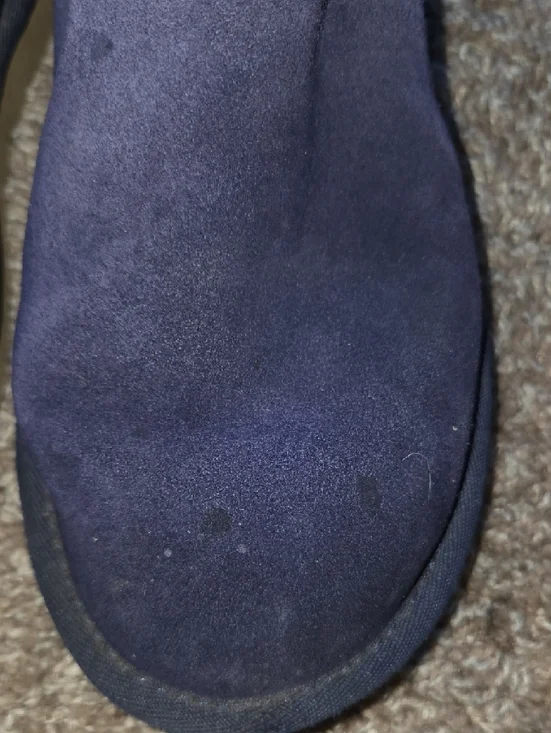 UGG Navy Suede Short Booties with Cutout Gem Cuff - Picture 4 of 12